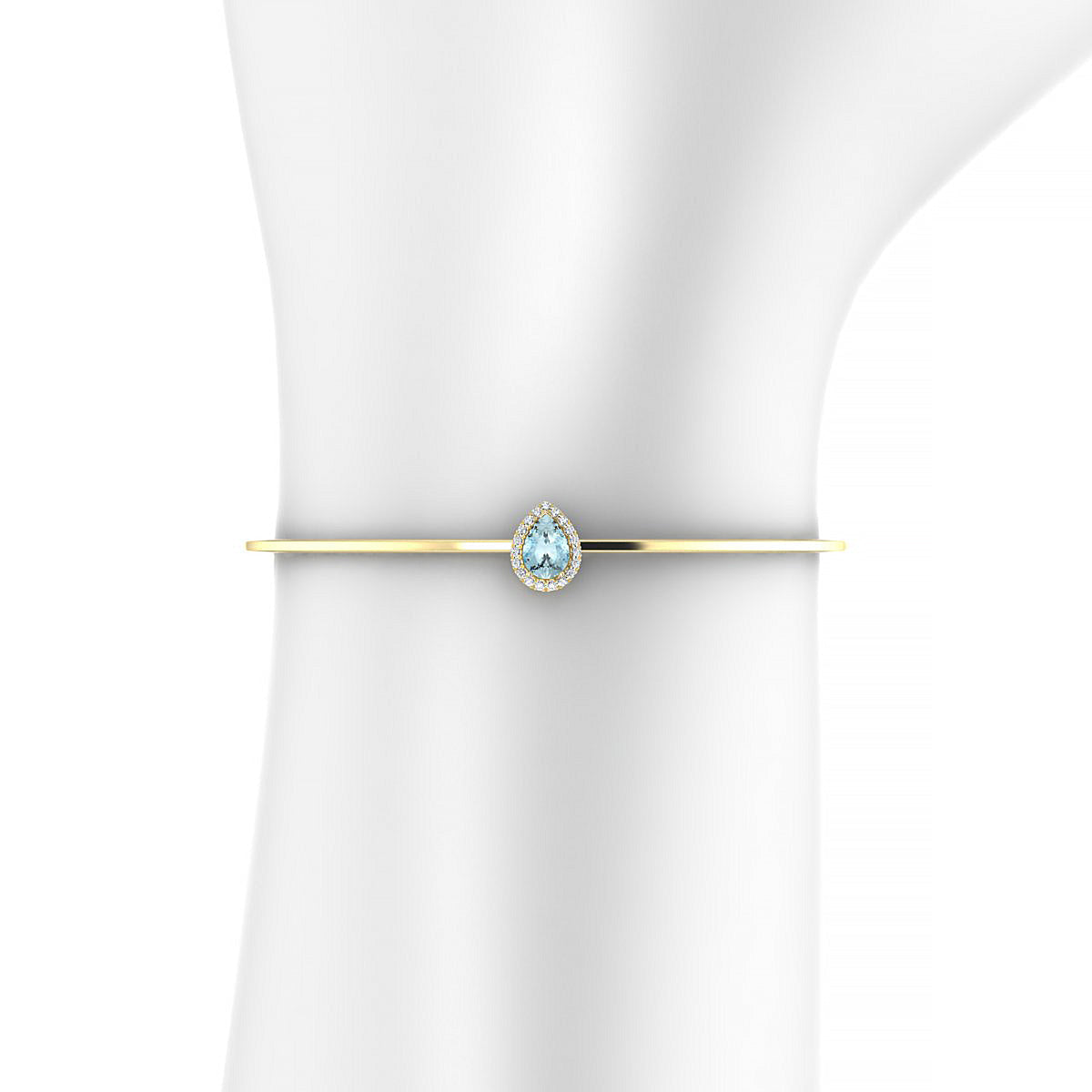 Solar | 18k Yellow Gold 7 x 5 mm Pear Aquamarine Bangle