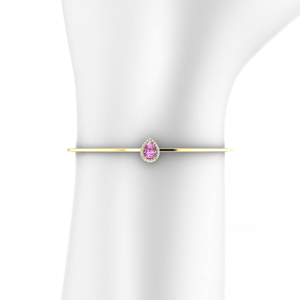 Solar | 18k Yellow Gold 7 x 5 mm Pear Pink Sapphire Bangle