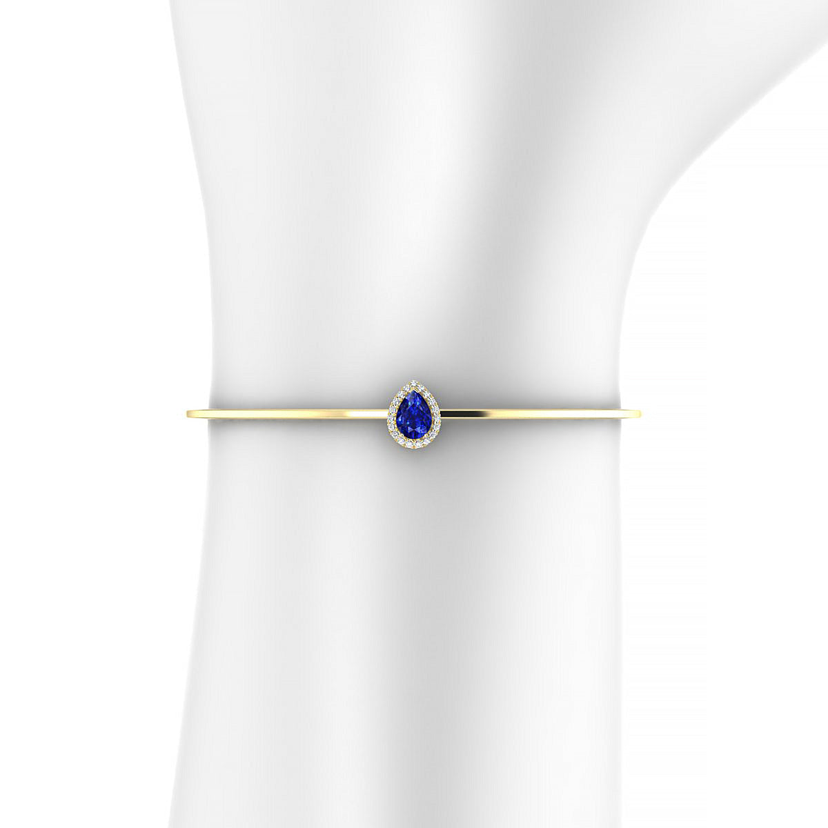 Solar | 18k Yellow Gold 7 x 5 mm Pear Sapphire Bangle