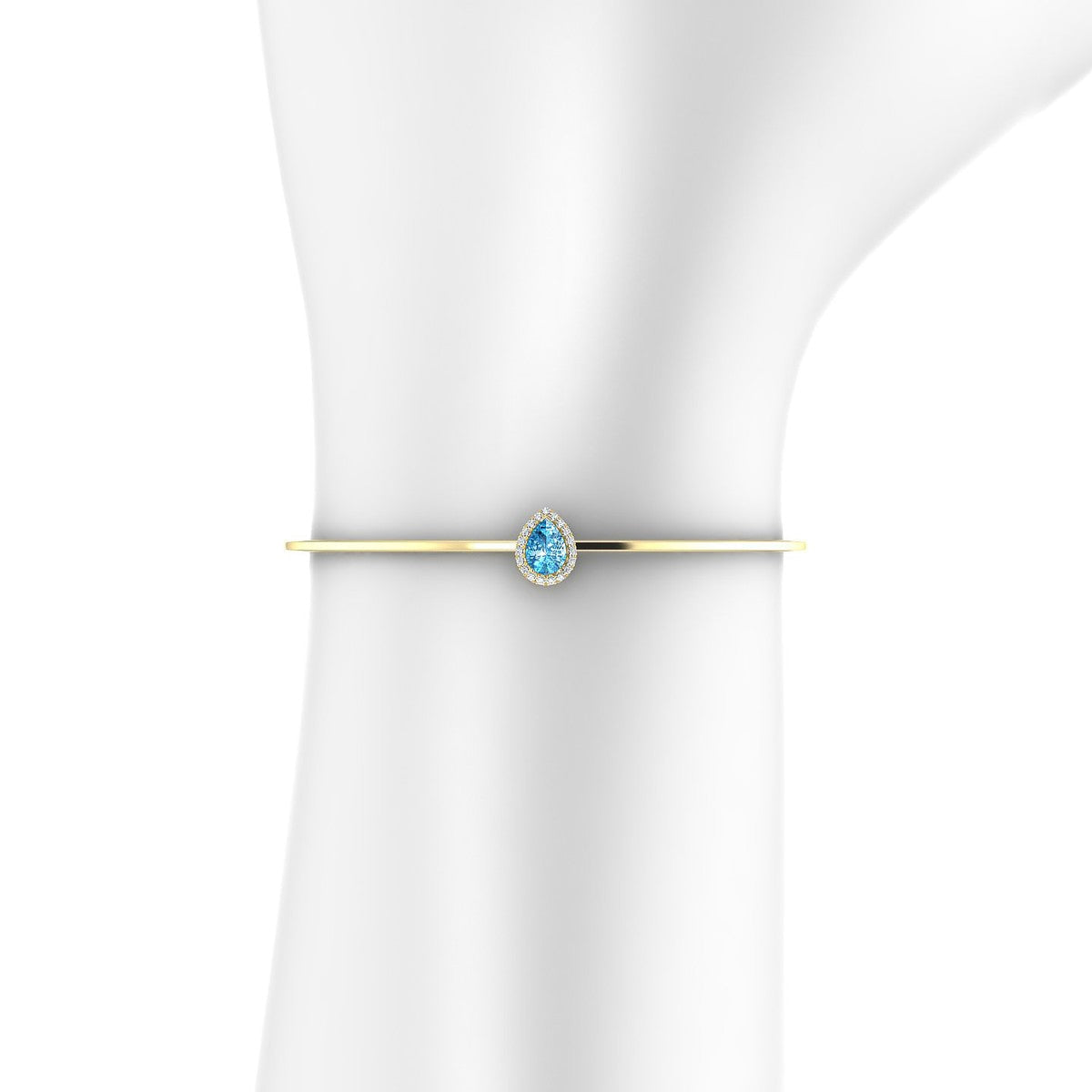 Solar | 18k Yellow Gold 7 x 5 mm Pear Topaz Bangle