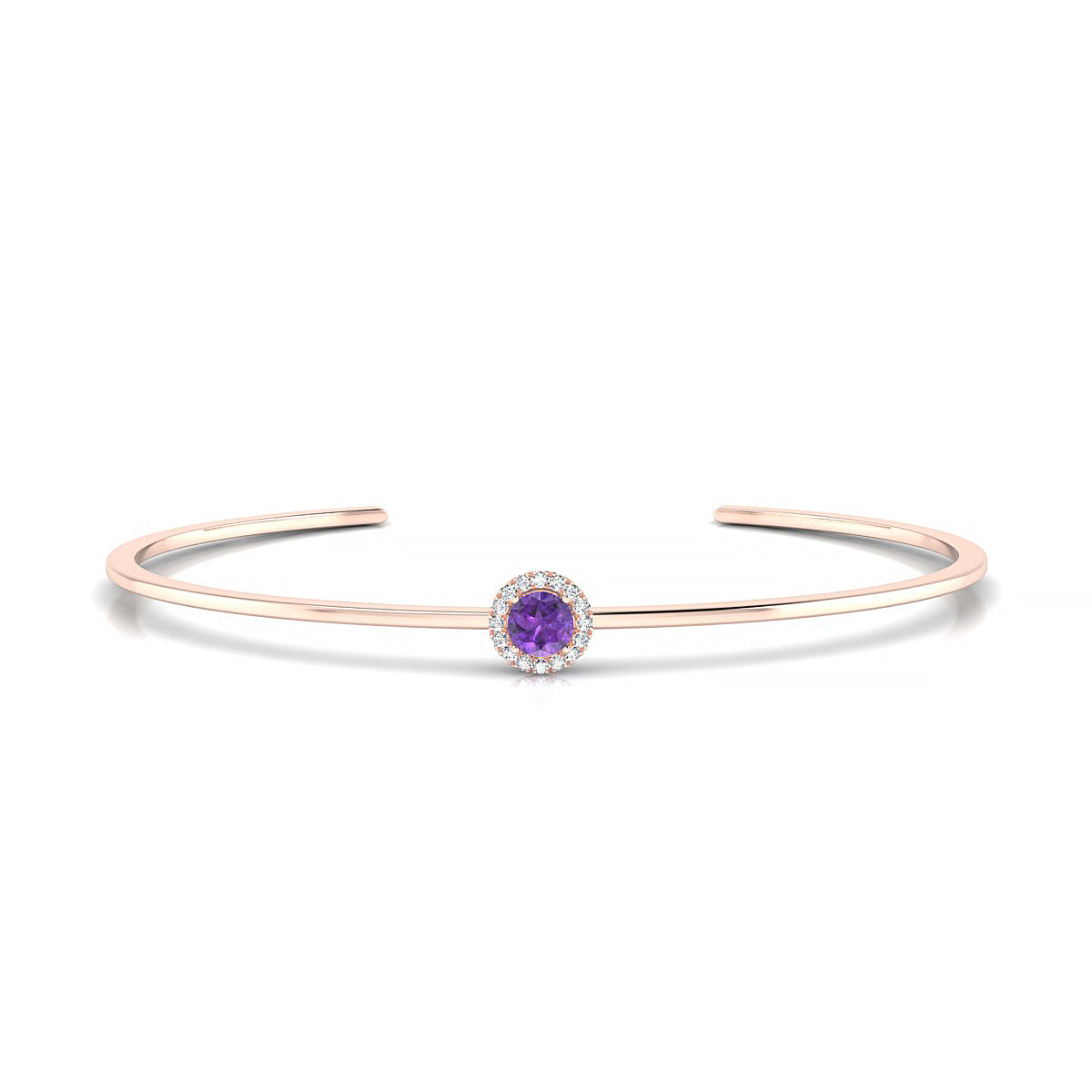 Solar | 18k Rose Gold 4.5 mm Round Amethyst Bangle