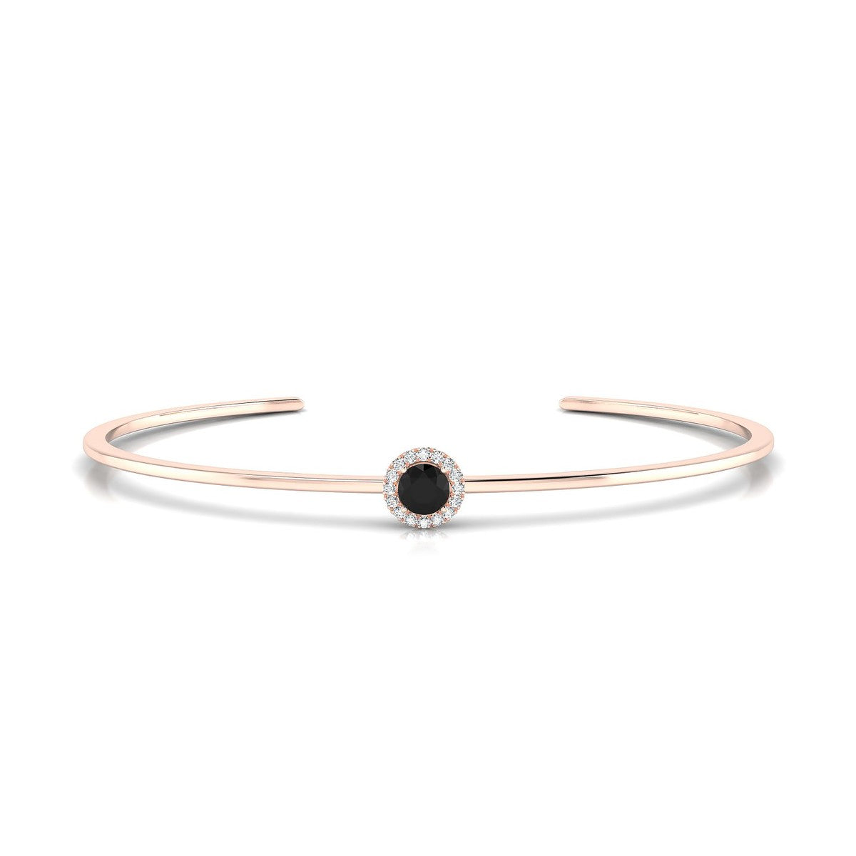 Solar | 18k Rose Gold 4.5 mm Round Black Diamond Bangle