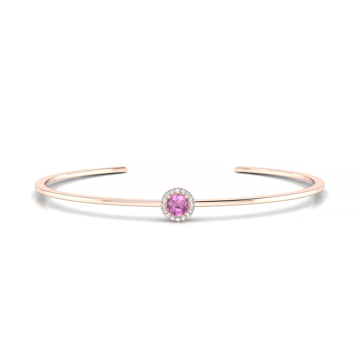 Solar | 18k Rose Gold 4.5 mm Round Pink Sapphire Bangle
