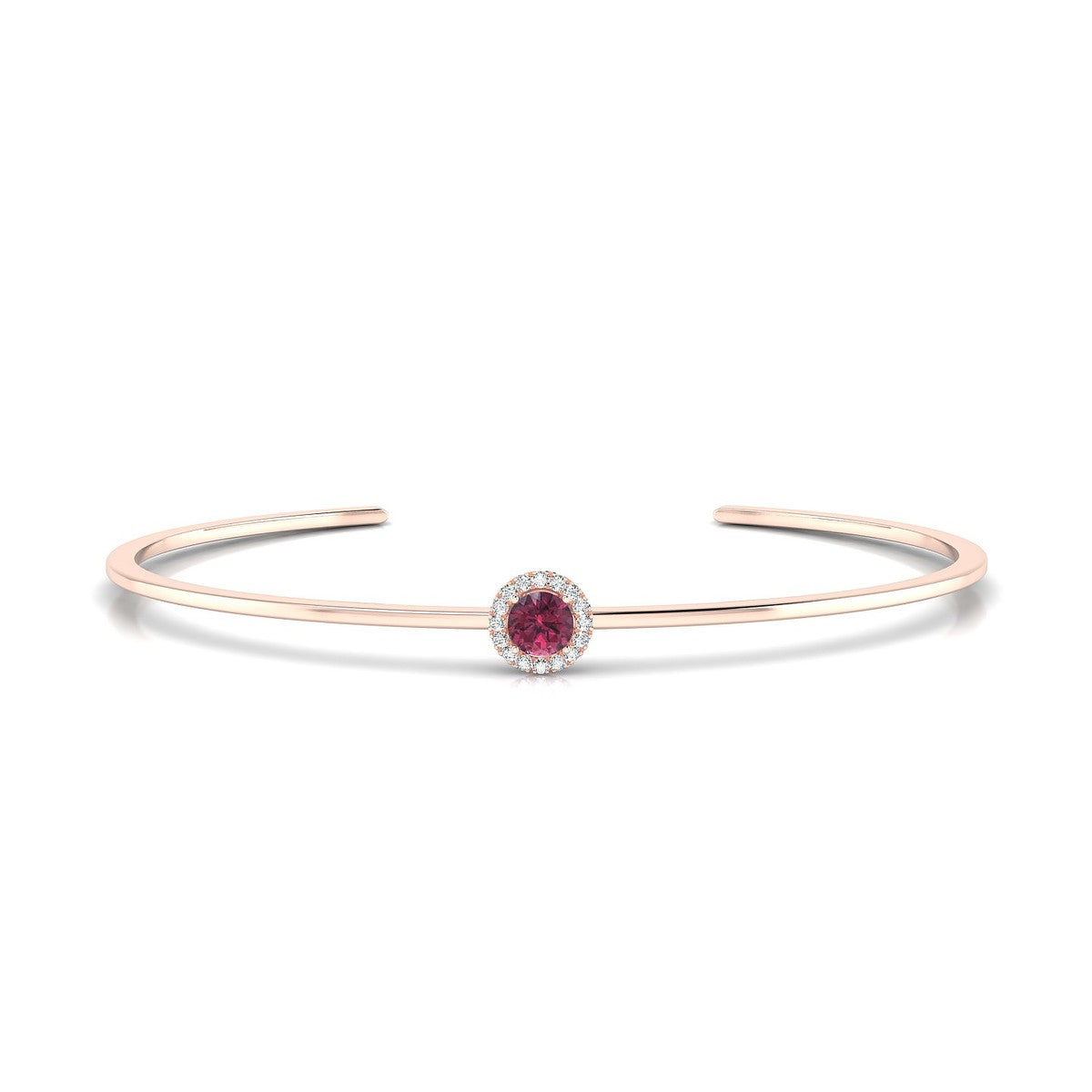 Solar | 18k Rose Gold 4.5 mm Round Rhodolite Bangle