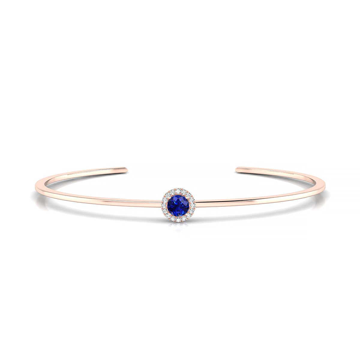 Solar | 18k Rose Gold 4.5 mm Round Sapphire Bangle