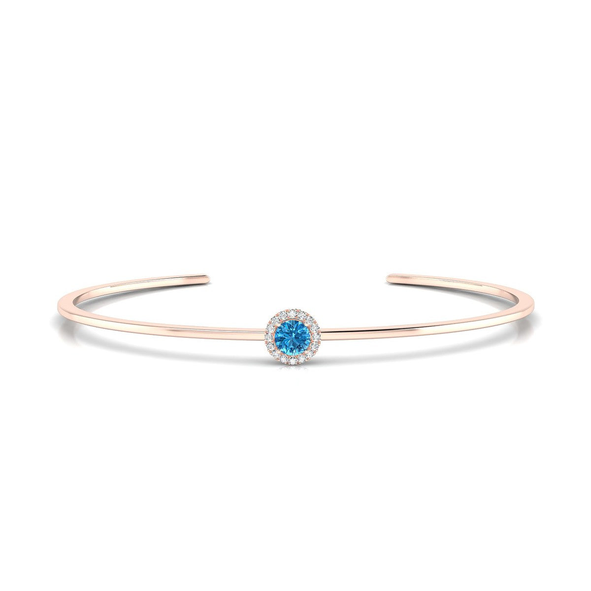 Solar | 18k Rose Gold 4.5 mm Round Topaz Bangle