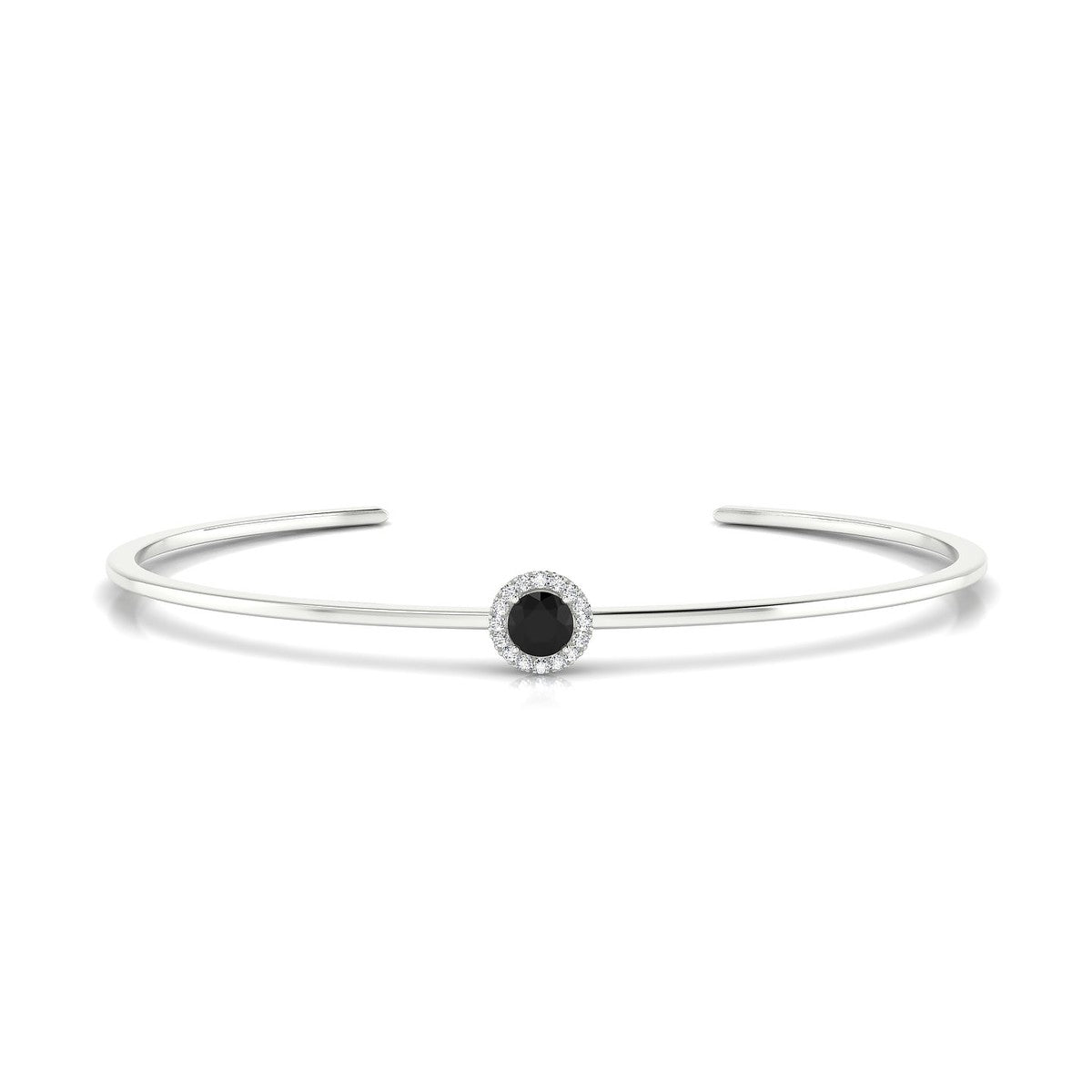 Solar | 18k White Gold 4.5 mm Round Black Diamond Bangle