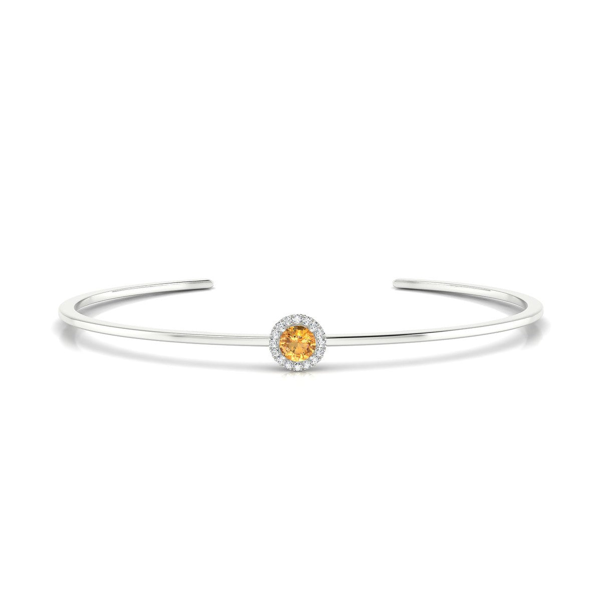 Solar | 18k White Gold 4.5 mm Round Citrine Bangle