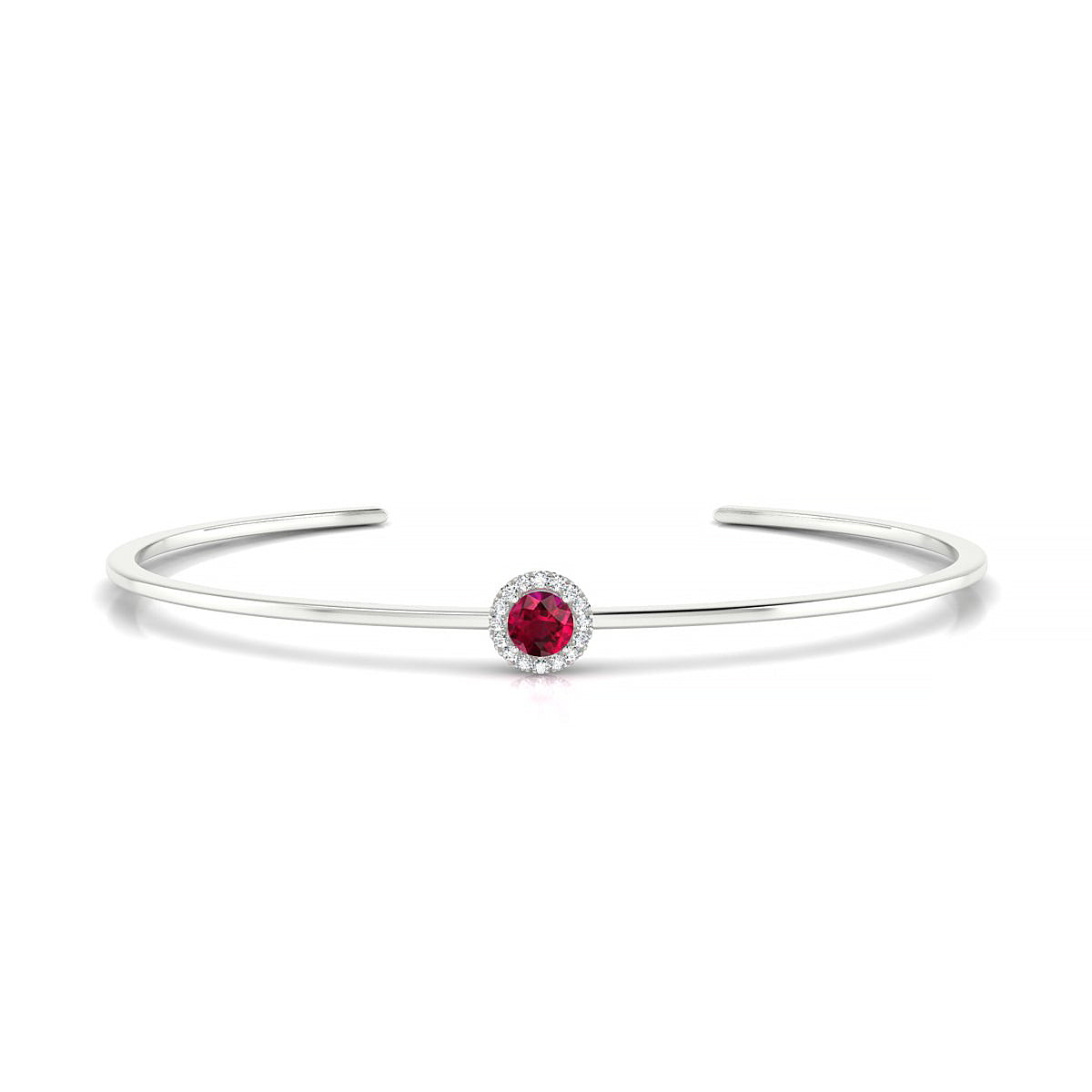 Solar | 18k White Gold 4.5 mm Round Ruby Bangle