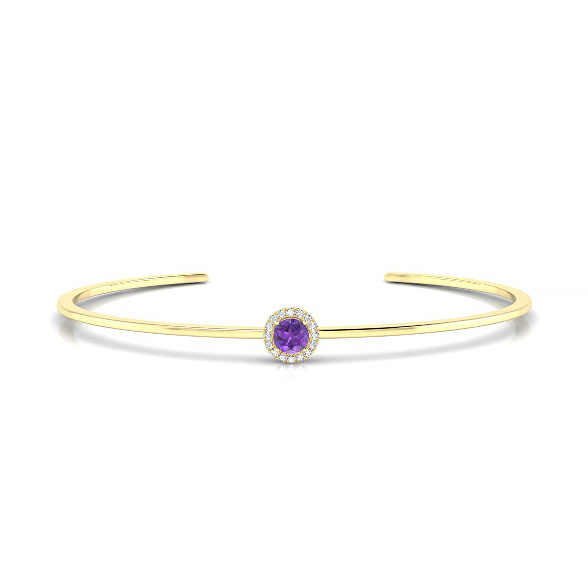 Solar | 18k Yellow Gold 4.5 mm Round Amethyst Bangle