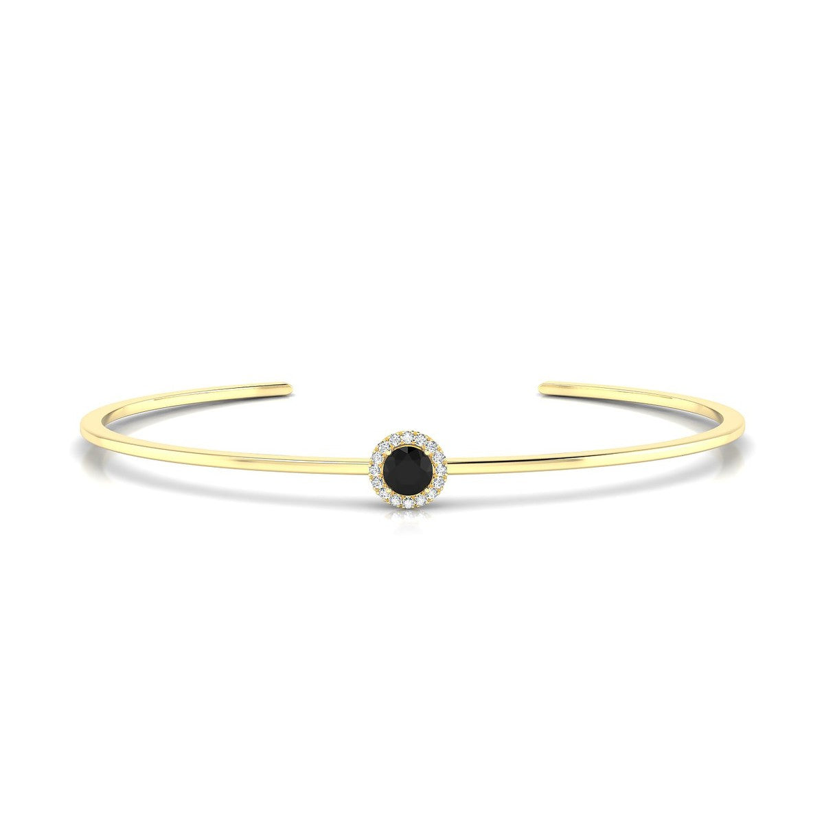 Solar | 18k Yellow Gold 4.5 mm Round Black Diamond Bangle
