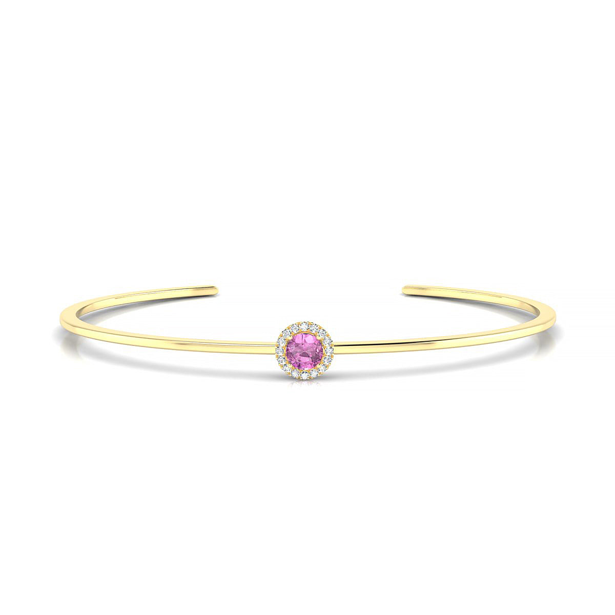 Solar | 18k Yellow Gold 4.5 mm Round Pink Sapphire Bangle