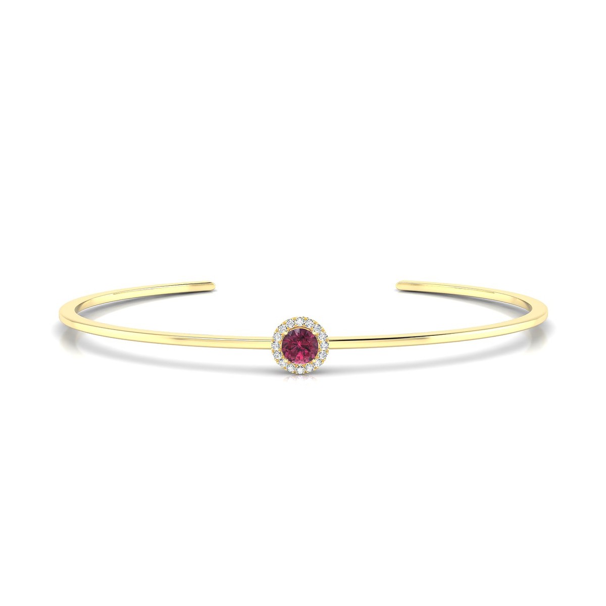 Solar | 18k Yellow Gold 4.5 mm Round Rhodolite Bangle