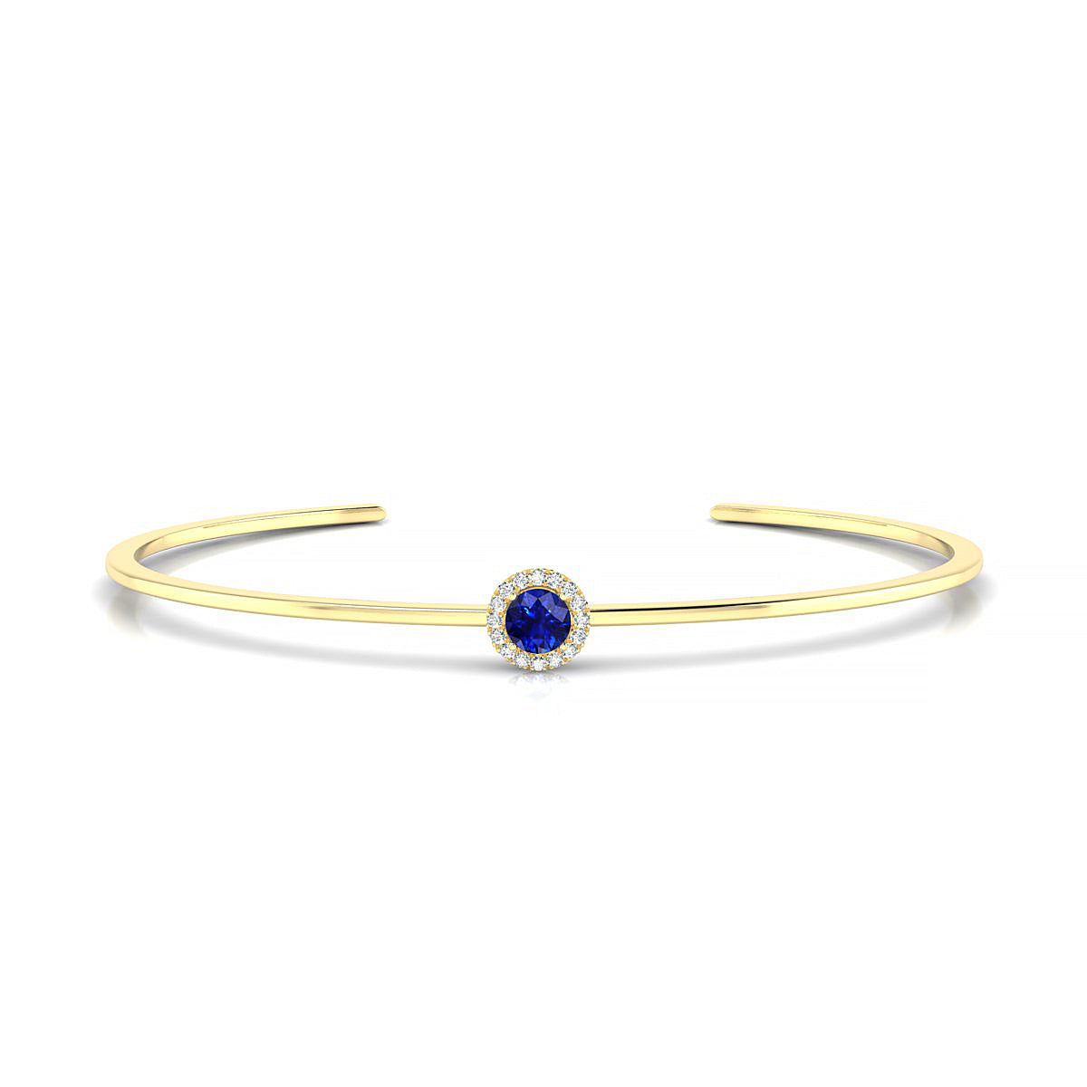 Solar | 18k Yellow Gold 4.5 mm Round Sapphire Bangle