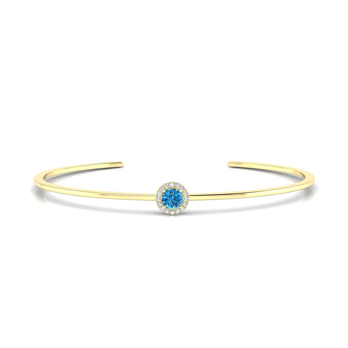 Solar | 18k Yellow Gold 4.5 mm Round Topaz Bangle
