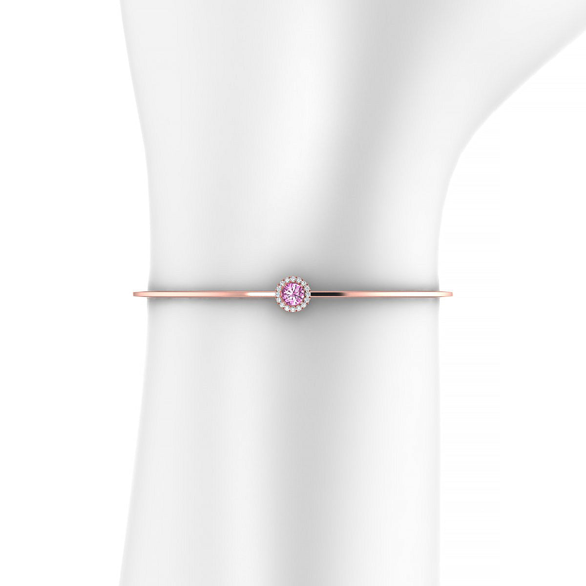 Solar | 18k Rose Gold 4.5 mm Round Pink Sapphire Bangle