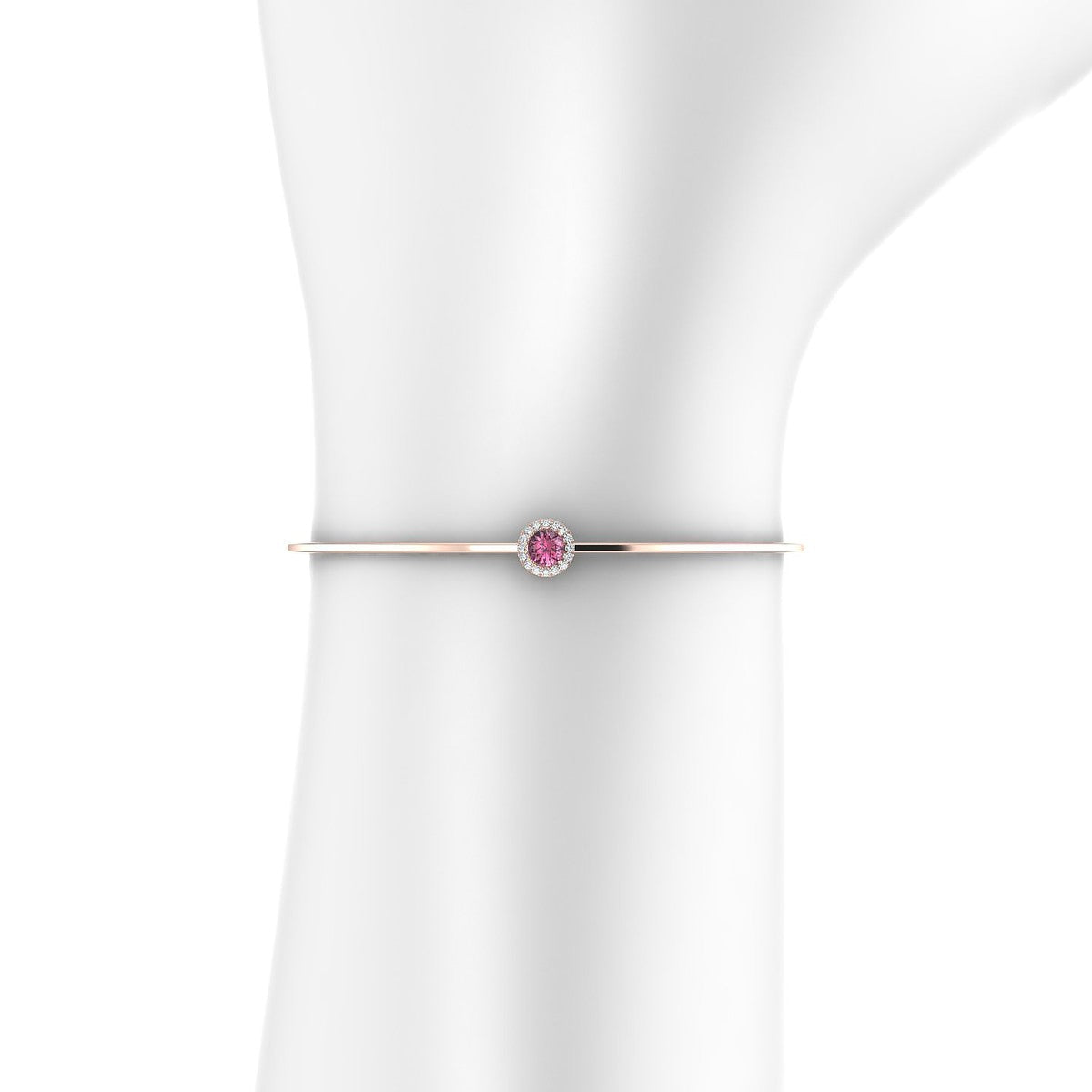 Solar | 18k Rose Gold 4.5 mm Round Rhodolite Bangle