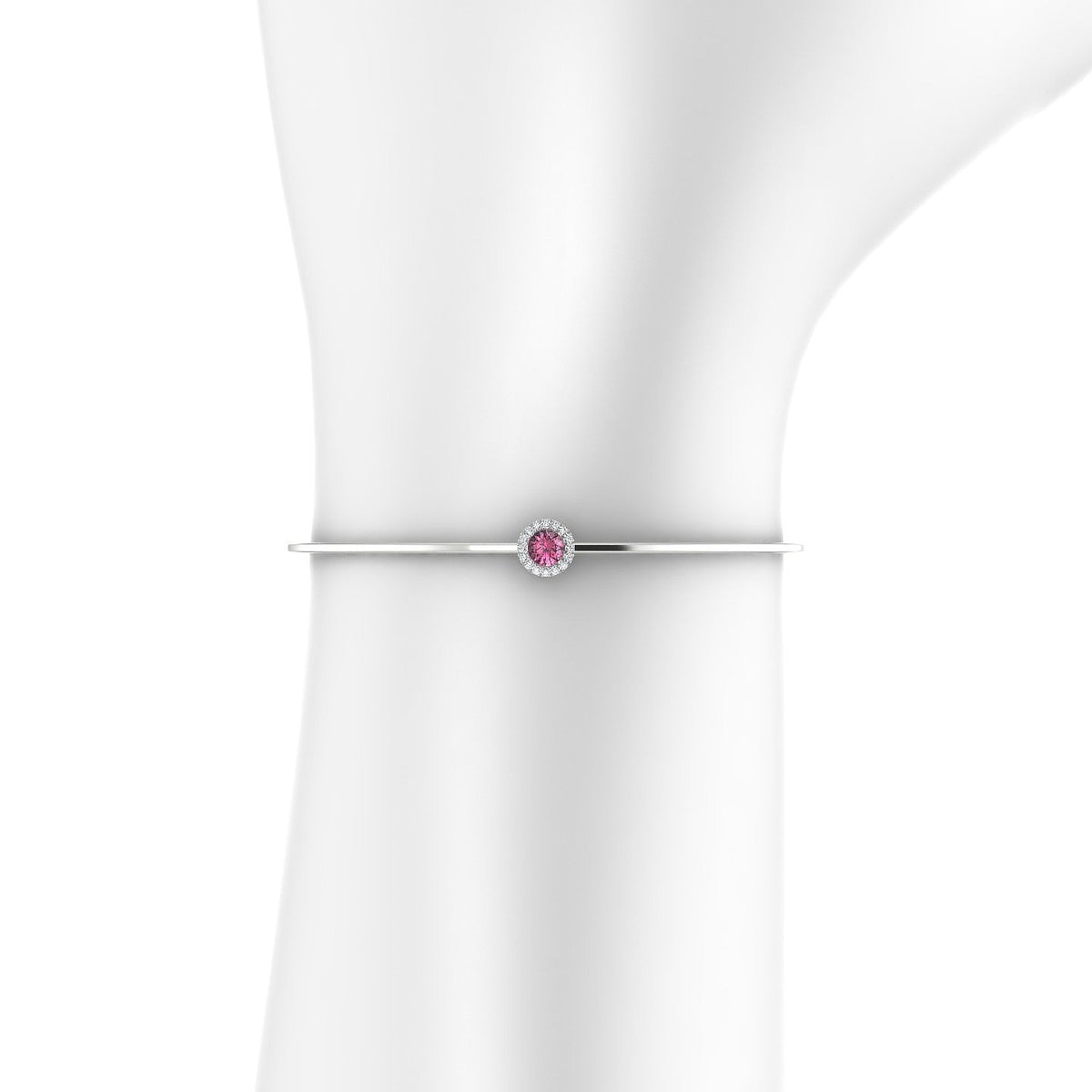 Solar | 18k White Gold 4.5 mm Round Rhodolite Bangle