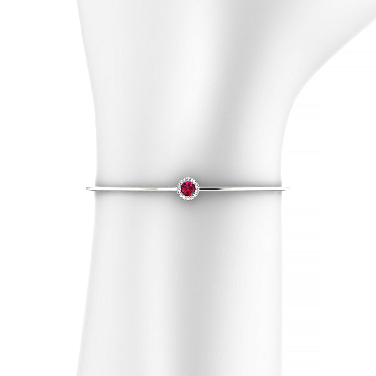 Solar | 18k White Gold 4.5 mm Round Ruby Bangle