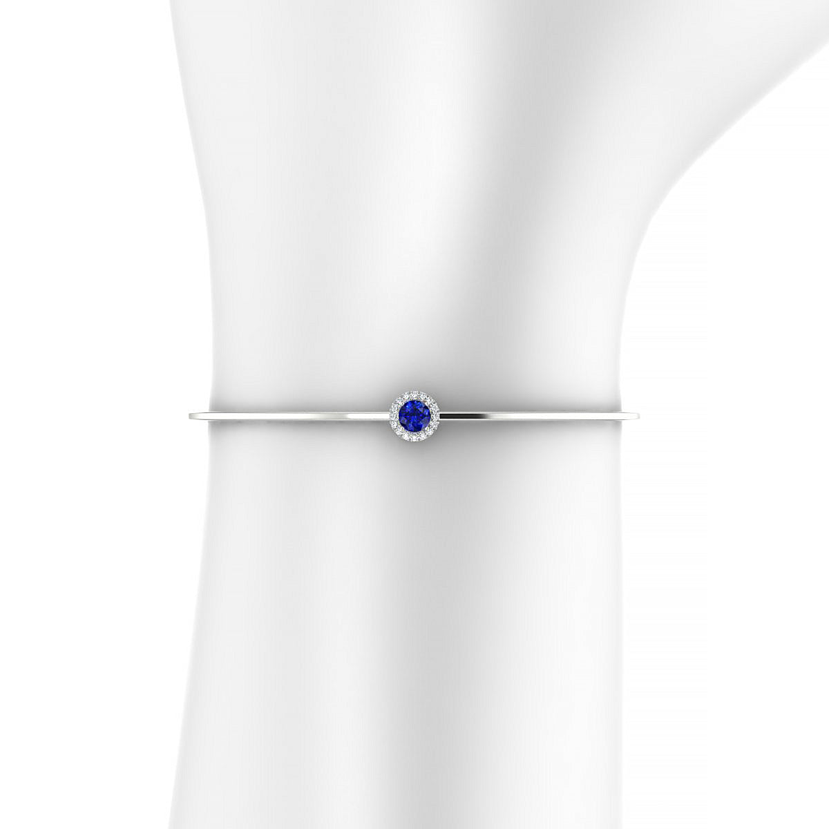 Solar | 18k White Gold 4.5 mm Round Sapphire Bangle