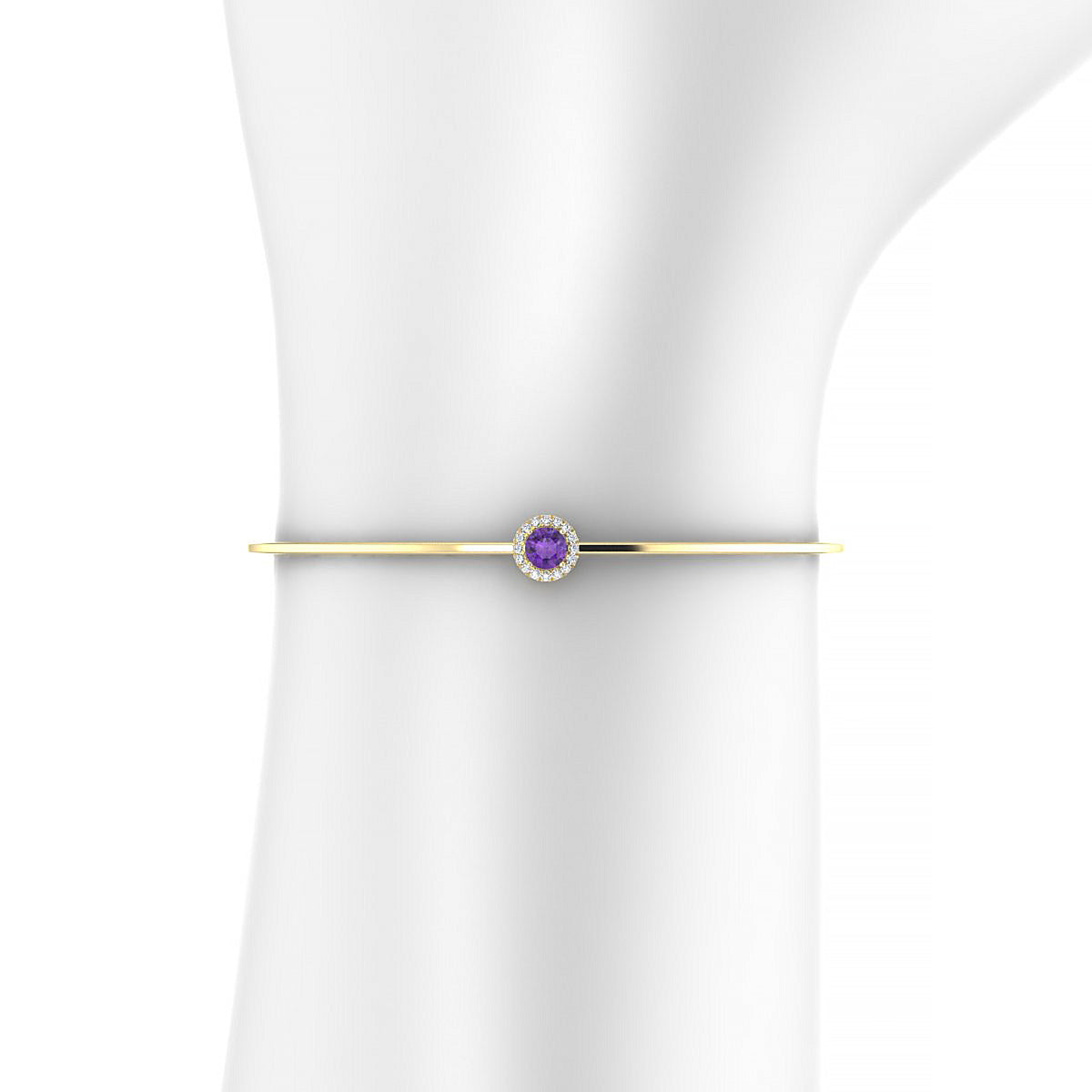 Solar | 18k Yellow Gold 4.5 mm Round Amethyst Bangle
