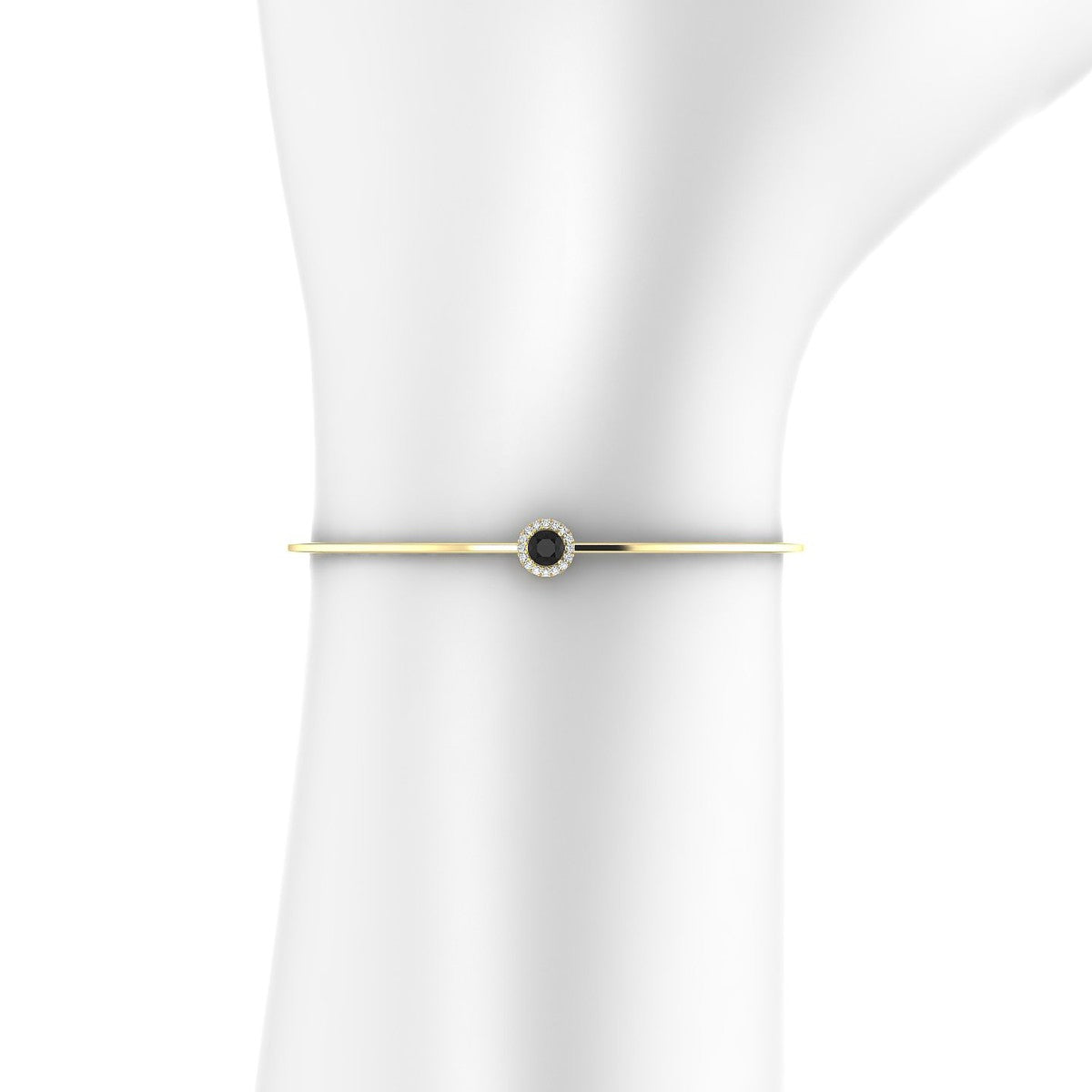 Solar | 18k Yellow Gold 4.5 mm Round Black Diamond Bangle