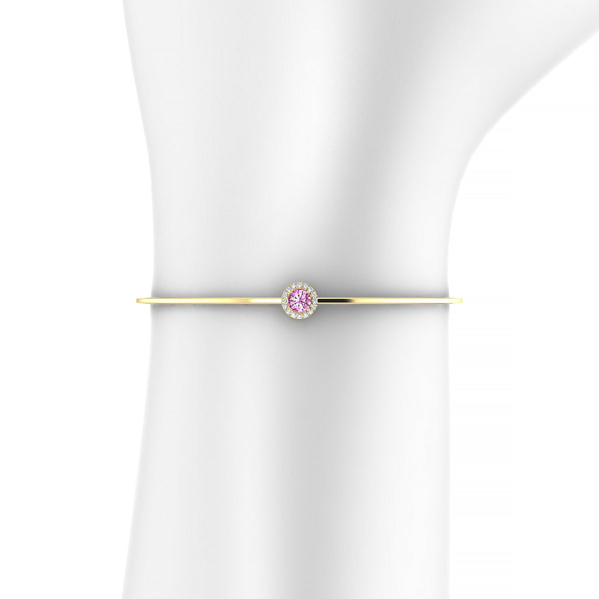 Solar | 18k Yellow Gold 4.5 mm Round Pink Sapphire Bangle
