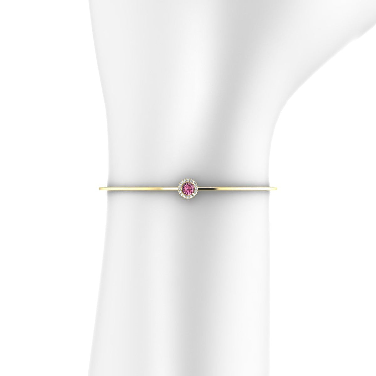 Solar | 18k Yellow Gold 4.5 mm Round Rhodolite Bangle