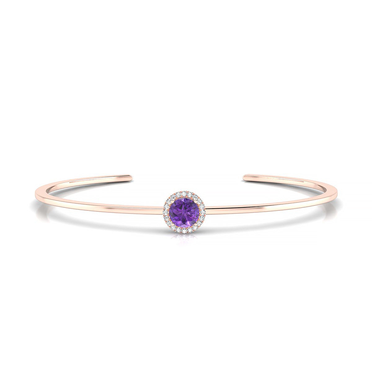 Solar | 18k Rose Gold 6 mm Round Amethyst Bangle