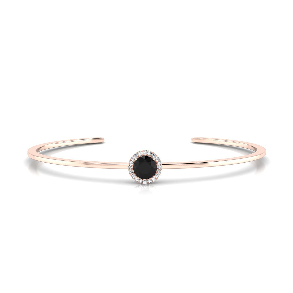 Solar | 18k Rose Gold 6 mm Round Black Diamond Bangle