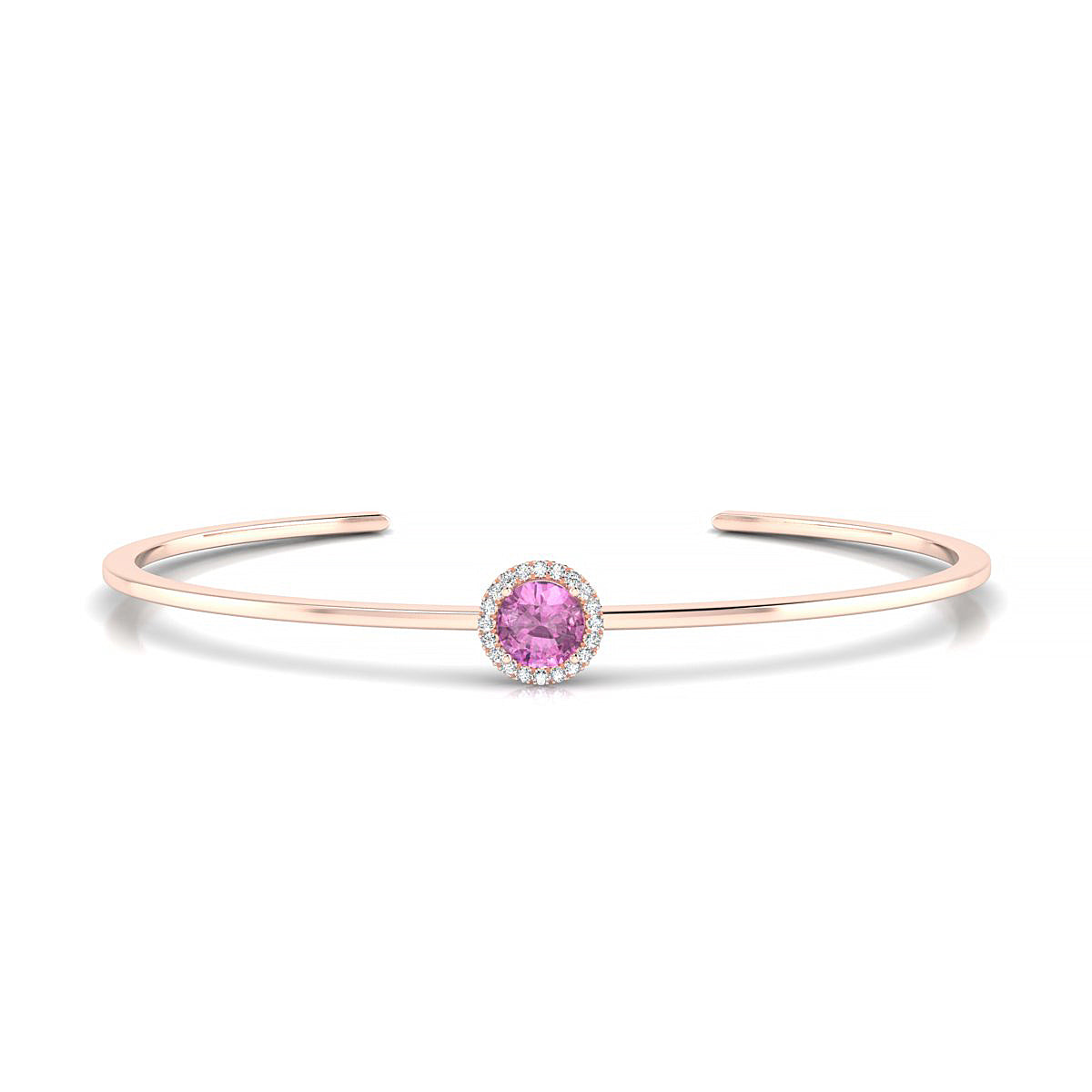 Solar | 18k Rose Gold 6 mm Round Pink Sapphire Bangle