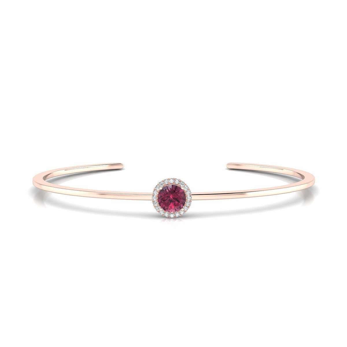Solar | 18k Rose Gold 6 mm Round Rhodolite Bangle