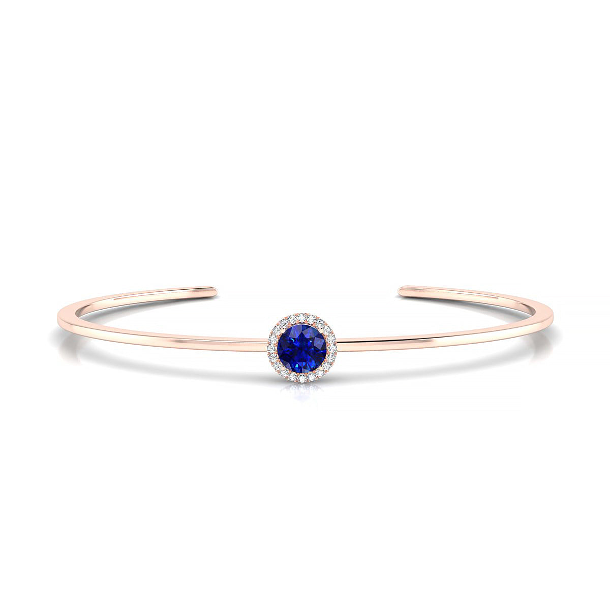 Solar | 18k Rose Gold 6 mm Round Sapphire Bangle