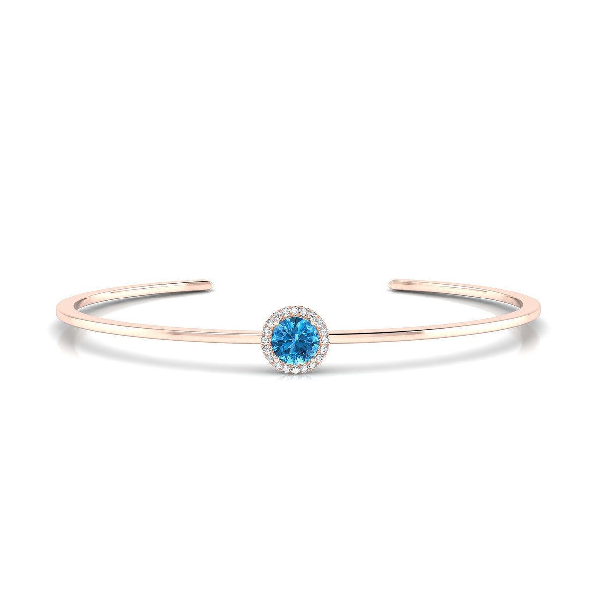 Solar | 18k Rose Gold 6 mm Round Topaz Bangle