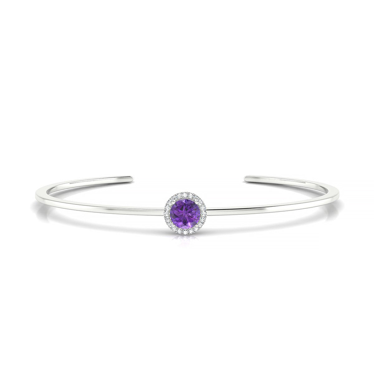 Solar | 18k White Gold 6 mm Round Amethyst Bangle
