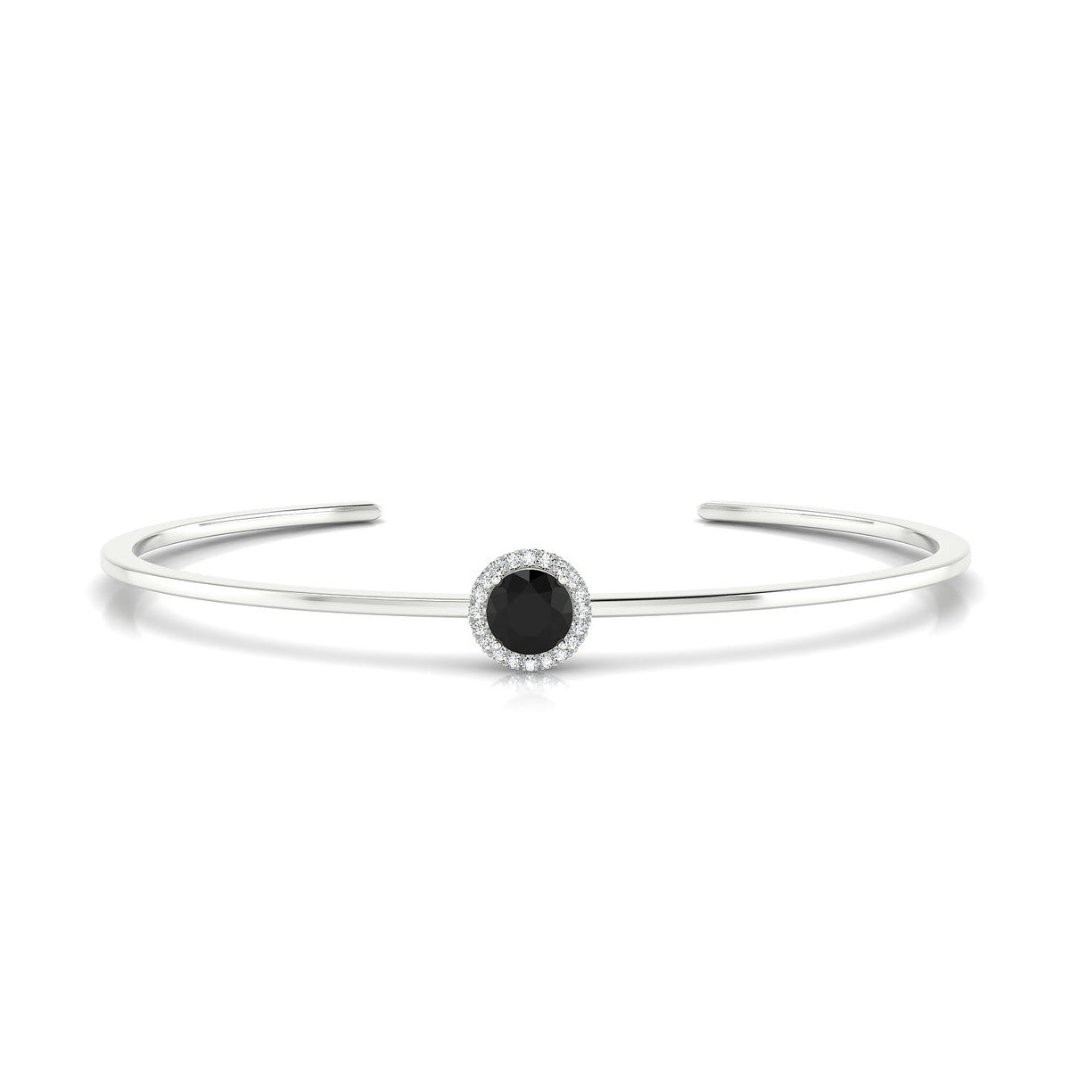 Solar | 18k White Gold 6 mm Round Black Diamond Bangle