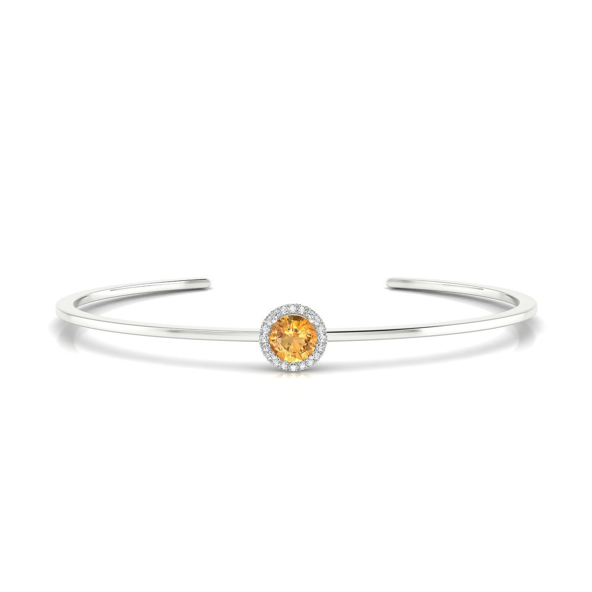 Solar | 18k White Gold 6 mm Round Citrine Bangle