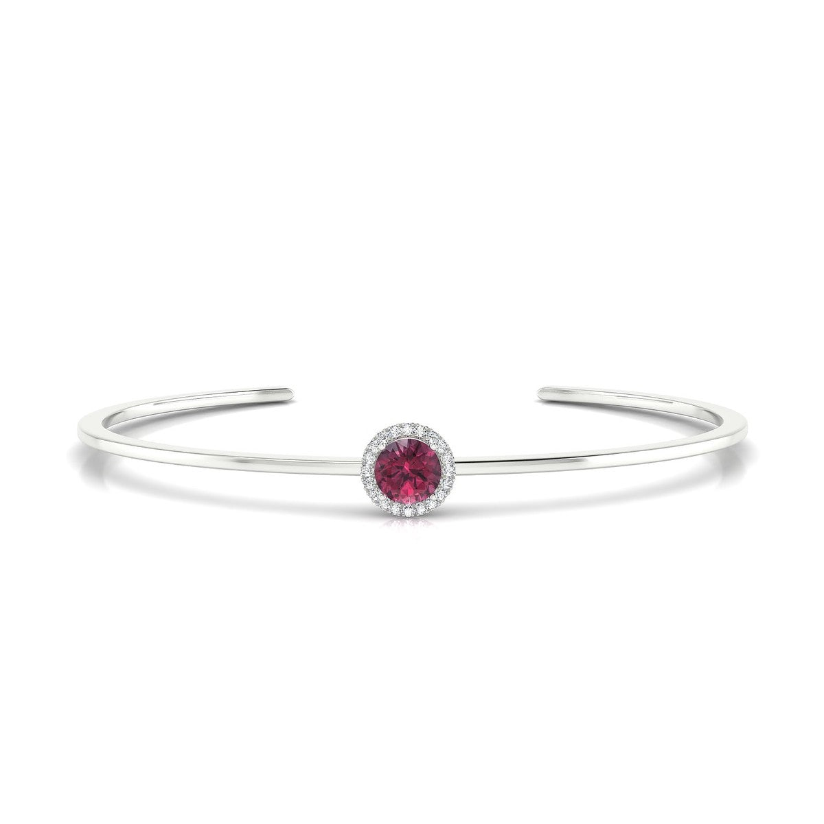 Solar | 18k White Gold 6 mm Round Rhodolite Bangle