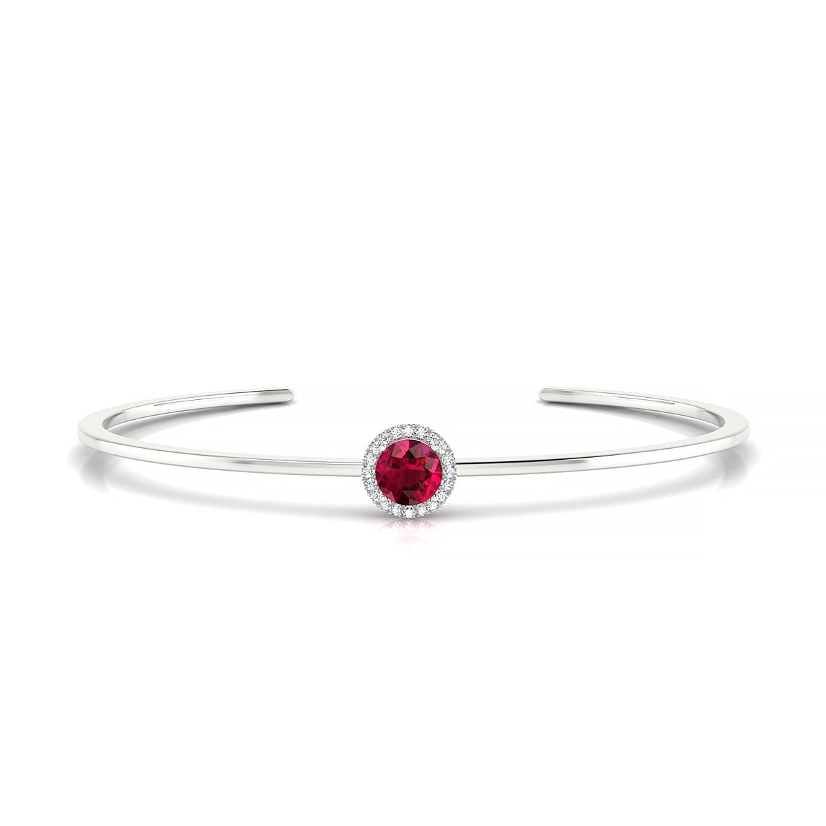Solar | 18k White Gold 6 mm Round Ruby Bangle