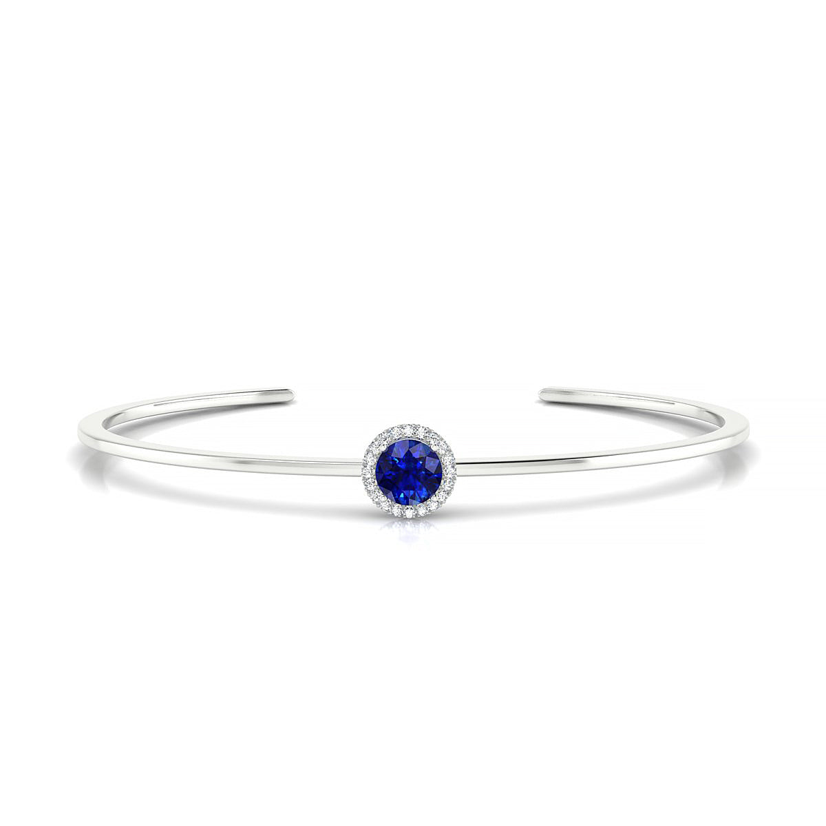 Solar | 18k White Gold 6 mm Round Sapphire Bangle
