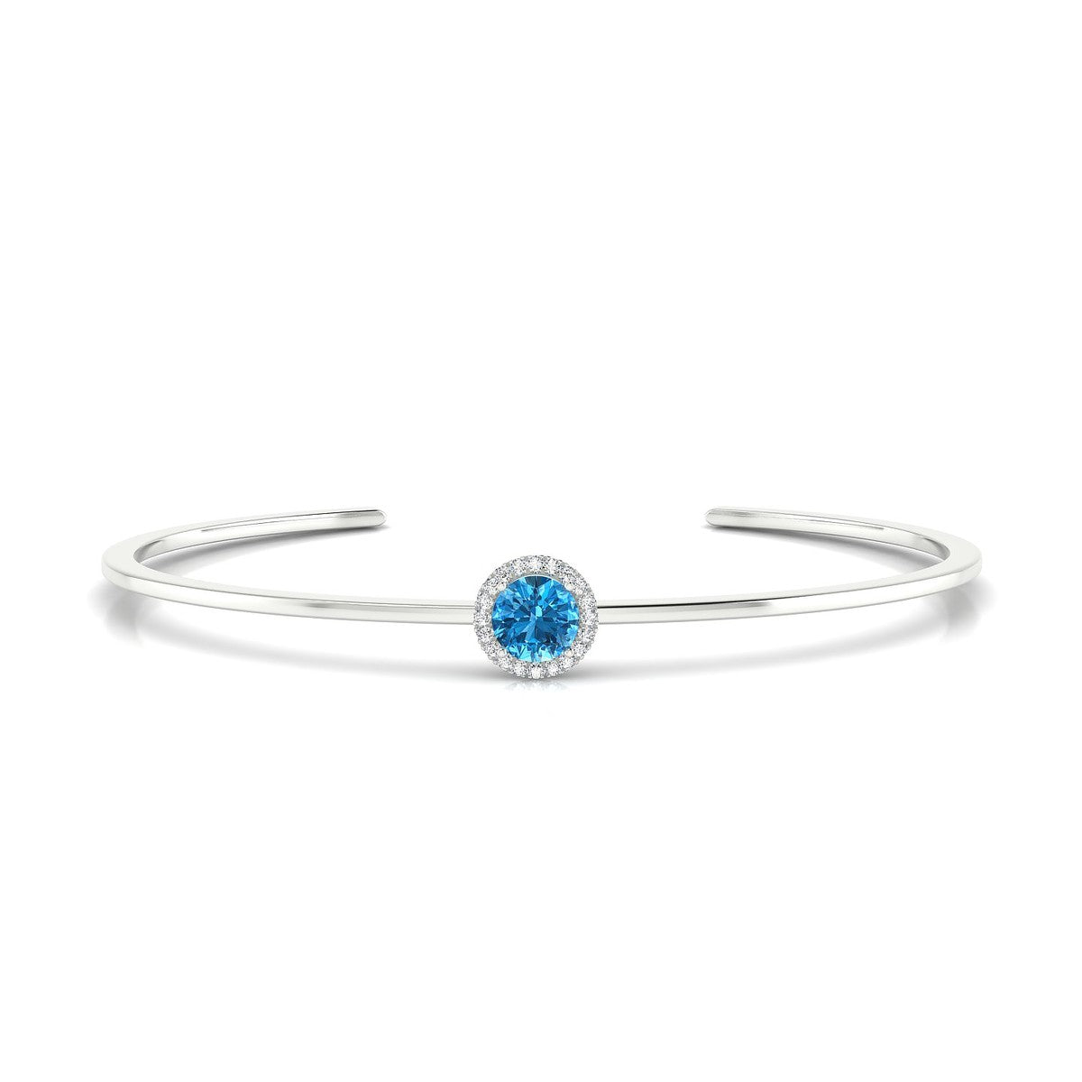 Solar | 18k White Gold 6 mm Round Topaz Bangle