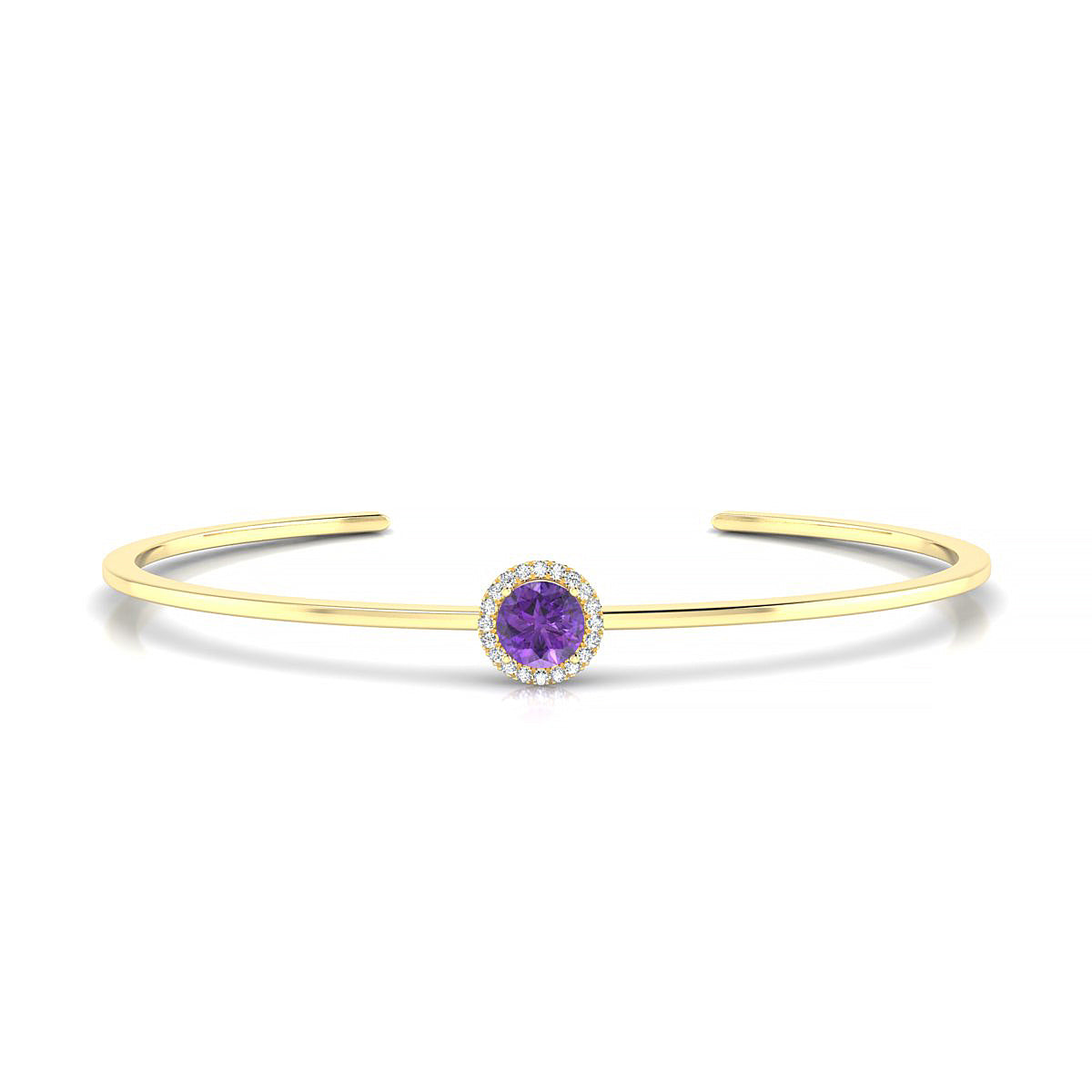 Solar | 18k Yellow Gold 6 mm Round Amethyst Bangle