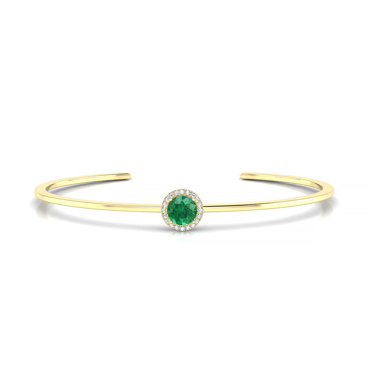 Solar | 18k Yellow Gold 6 mm Round Emerald Bangle