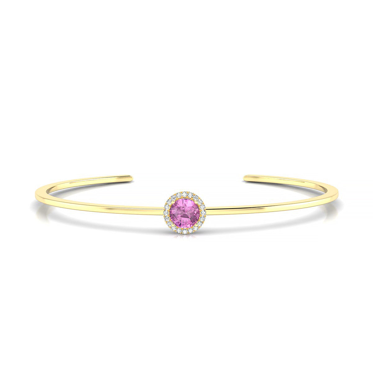 Solar | 18k Yellow Gold 6 mm Round Pink Sapphire Bangle