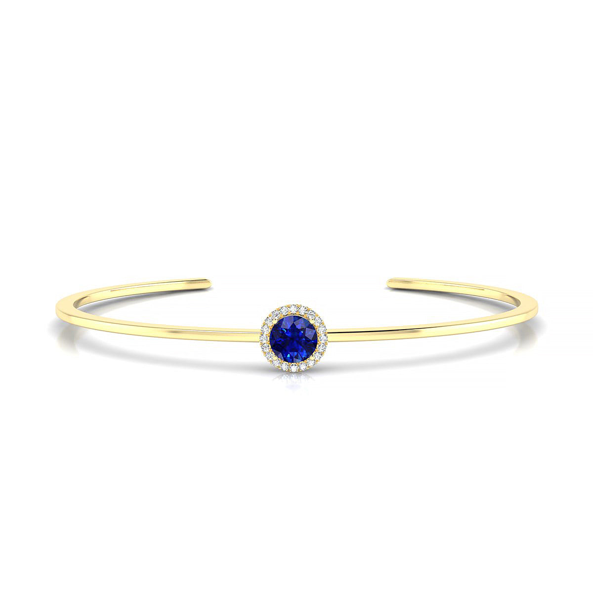 Solar | 18k Yellow Gold 6 mm Round Sapphire Bangle