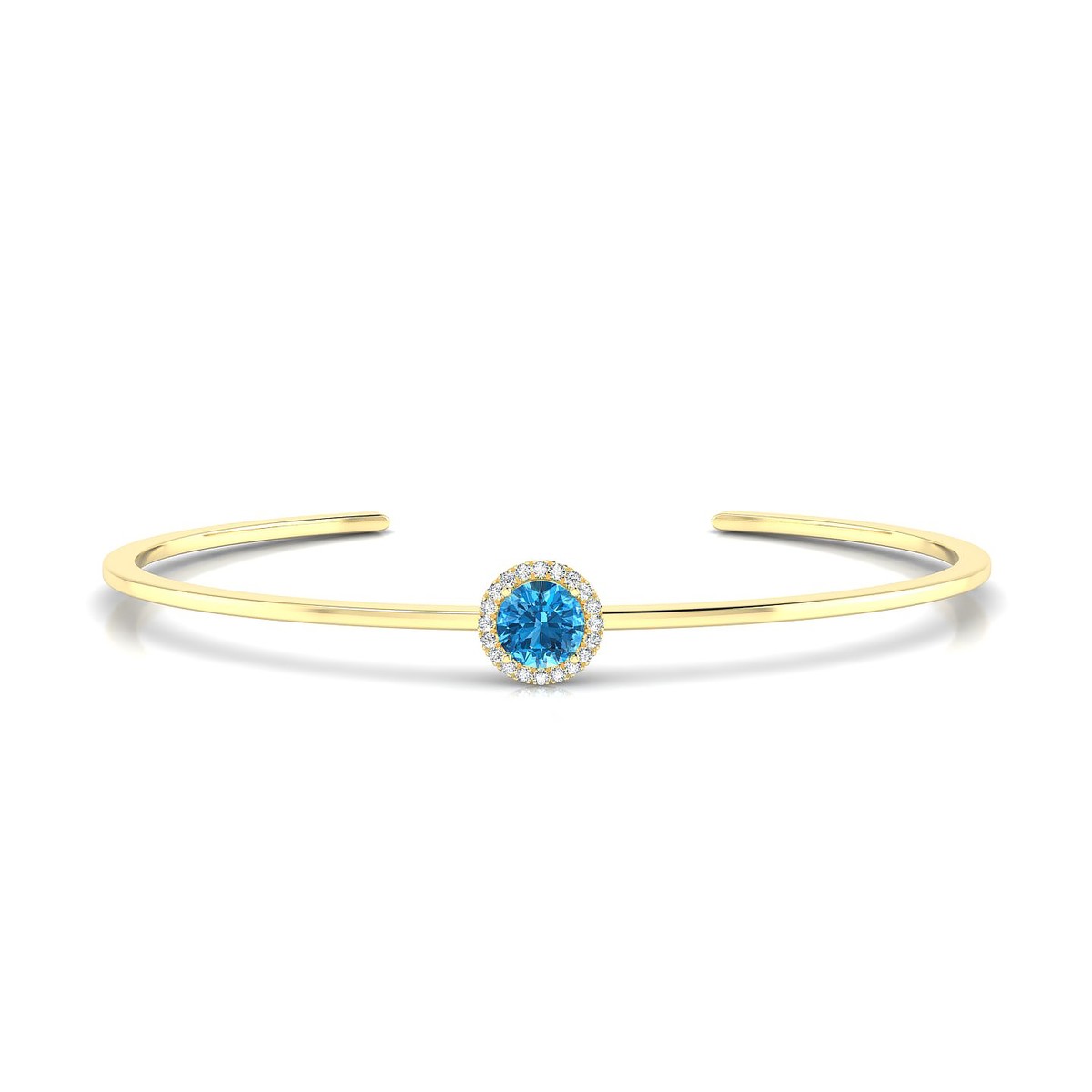 Solar | 18k Yellow Gold 6 mm Round Topaz Bangle