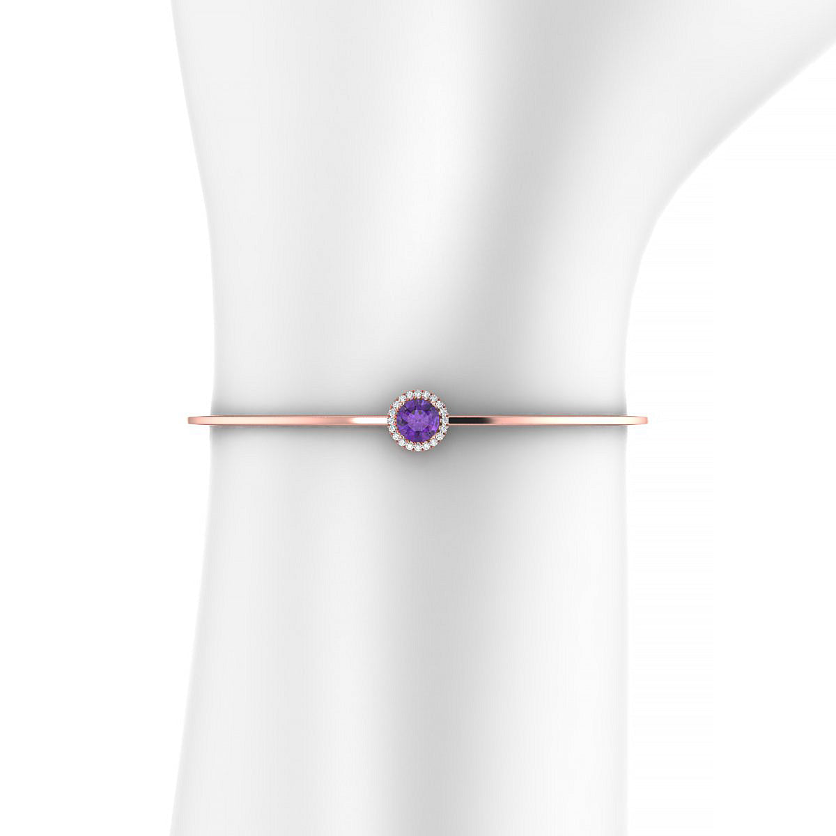 Solar | 18k Rose Gold 6 mm Round Amethyst Bangle