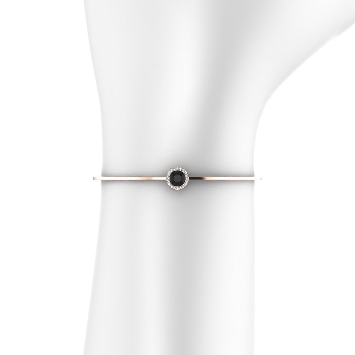 Solar | 18k Rose Gold 6 mm Round Black Diamond Bangle
