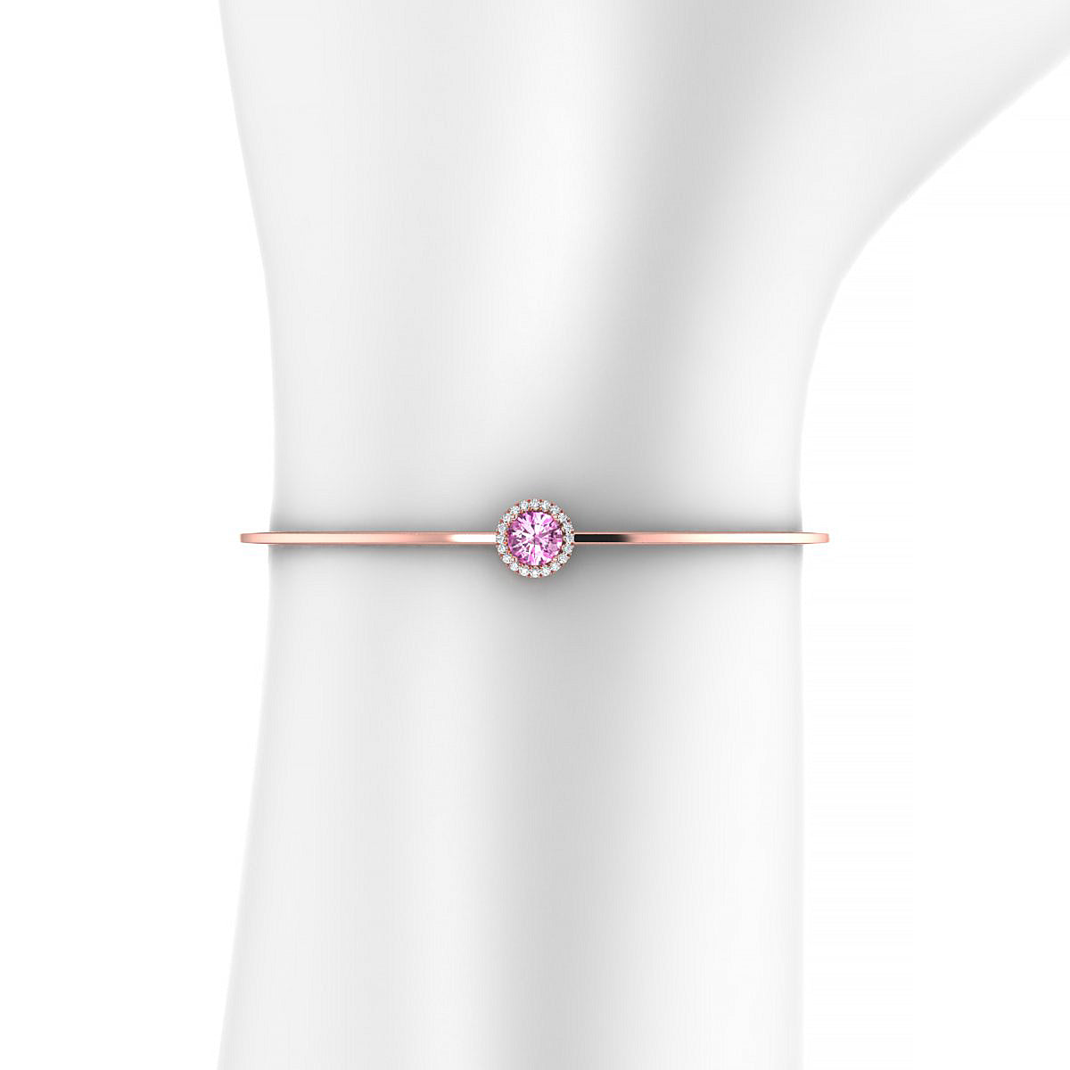Solar | 18k Rose Gold 6 mm Round Pink Sapphire Bangle
