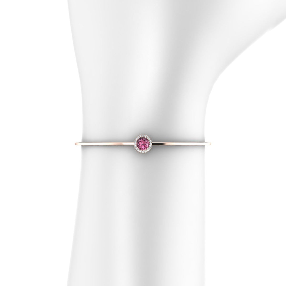 Solar | 18k Rose Gold 6 mm Round Rhodolite Bangle